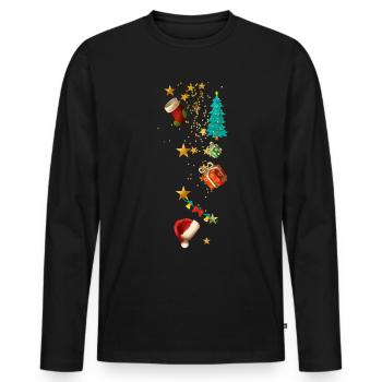 Stars,Gold,Christmas,Star,Golden Stars - Men's Premium Organic Long Sleeve Shirt - black - Front - Nico (187cm)