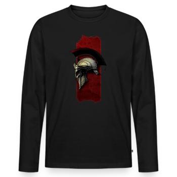 Gilded Glory: Spartan Golden Warrior Helmet - Men's Premium Organic Long Sleeve Shirt - black - Front - Nico (187cm)