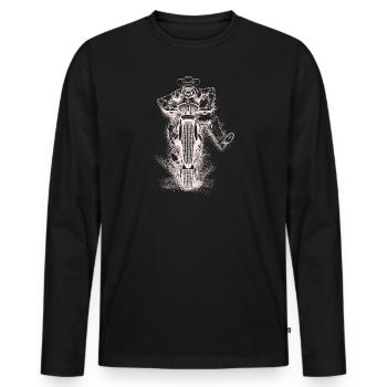 Motorrad | Geist | Biker | Motorradfahrer - Männer Premium Bio Langarmshirt - Schwarz - Vorne - Nico (187cm)