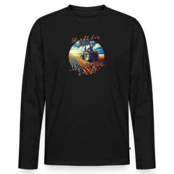 Stirbt der Bauer, stirbt das Land! - Männer Premium Bio Langarmshirt - Schwarz - Vorne - Nico (187cm)
