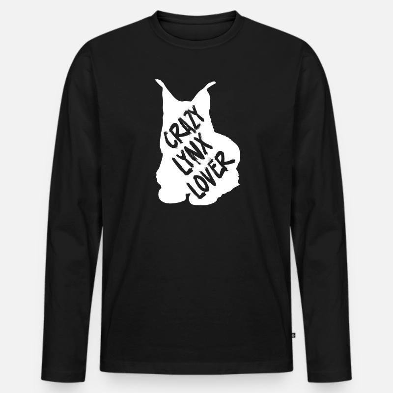 Luchs - Männer Premium Bio Langarmshirt - Schwarz