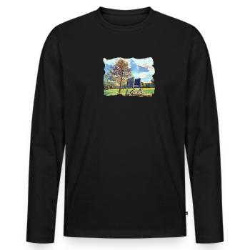 Hochstand - Spreewaldliebe - Männer Premium Bio Langarmshirt - Schwarz - Vorne - Nico (187cm)
