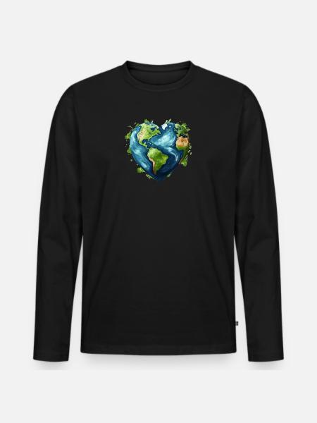 Love our earth - Men's Premium Organic Long Sleeve Shirt - black