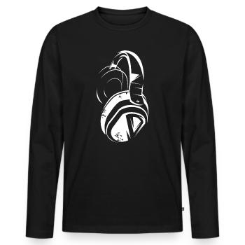Casque Musique DJ Utilisé Look Illustration Icône - T-shirt manches longues Premium bio Homme - noir - Devant - Nico (187cm)