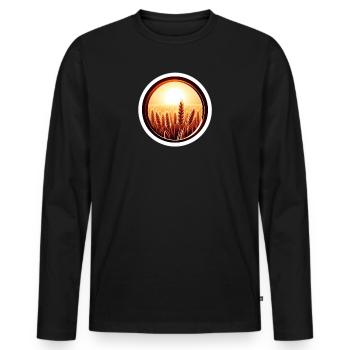 Goldenes Feld - Männer Premium Bio Langarmshirt - Schwarz - Vorne - Nico (187cm)