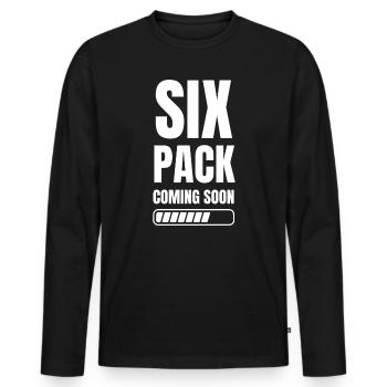 Six Packcoming soon! Fitness Motivation - Männer Premium Bio Langarmshirt - Schwarz - Vorne - Nico (187cm)