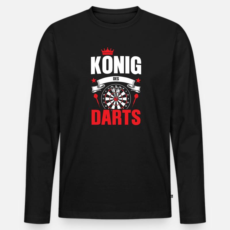Darts Darten Darter Geschenk - Männer Premium Bio Langarmshirt - Schwarz