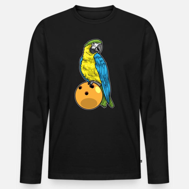 Papagei Bowling Bowlingkugel - Männer Premium Bio Langarmshirt - Schwarz