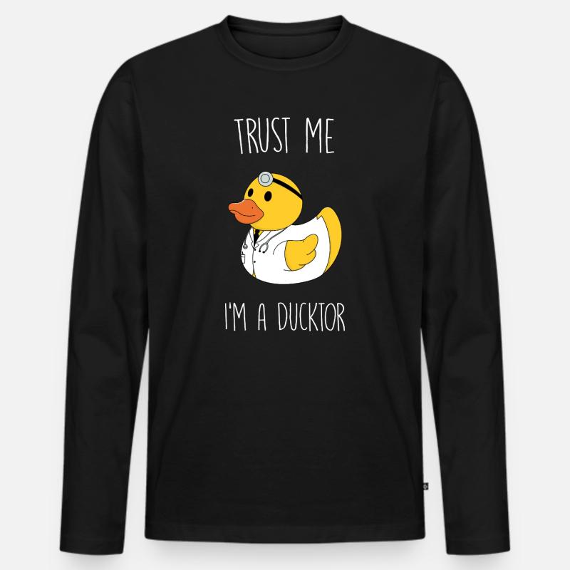 Trust me I'm a Ducktor - Männer Premium Bio Langarmshirt - Schwarz
