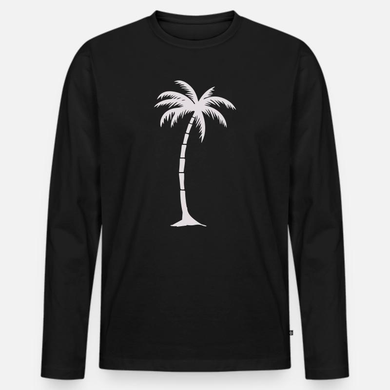 Tropischer Palmenbaum Silhouette - Männer Premium Bio Langarmshirt - Schwarz