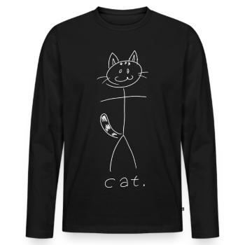 cat. (weiße Linien) (von Leni Riosa) - Männer Premium Bio Langarmshirt - Schwarz - Vorne - Nico (187cm)