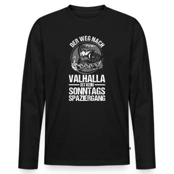 Mittelalter Schildwall Mittelaltermarkt Wikinger - Männer Premium Bio Langarmshirt - Schwarz - Vorne - Nico (187cm)