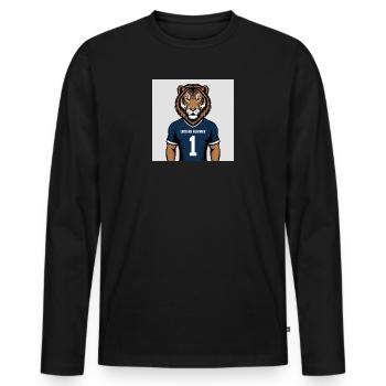 Tiger Mascot Jersey Print - Men's Premium Organic Long Sleeve Shirt - black - Front - Nico (187cm)