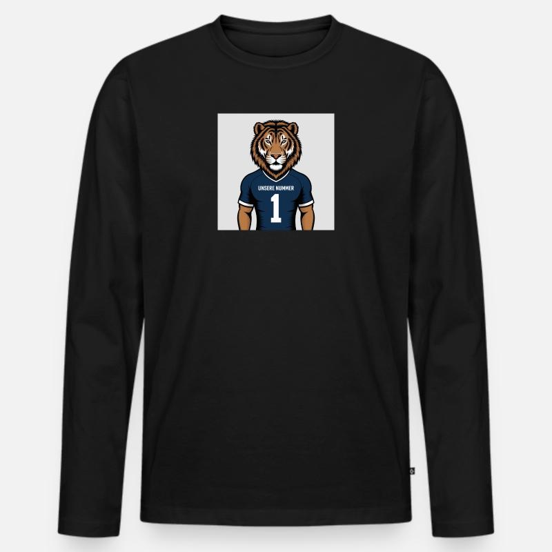 Tiger Maskottchen Jersey Druck - Männer Premium Bio Langarmshirt - Schwarz
