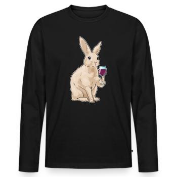 Vin rouge de lapin - T-shirt manches longues Premium bio Homme - noir - Devant - Nico (187cm)