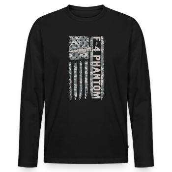 F-4 Phantom Amerikanische Flagge Militärtarnung F4 - Männer Premium Bio Langarmshirt - Schwarz - Vorne - Nico (187cm)