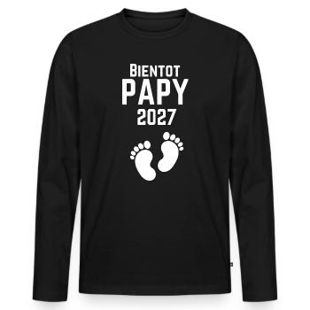 Ankündigung Schwangerschaft bald Opa 2027 - Männer Premium Bio Langarmshirt - Schwarz - Vorne - Nico (187cm)