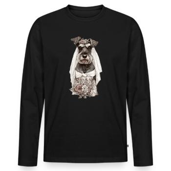 Schnauzer Braut mit Blumen - Männer Premium Bio Langarmshirt - Schwarz - Vorne - Nico (187cm)