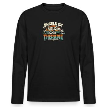 Angeln ist Therapie für die Seele - Männer Premium Bio Langarmshirt - Schwarz - Vorne - Nico (187cm)