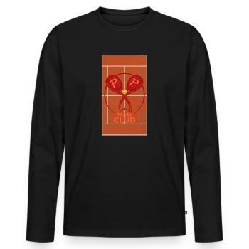 Padel Club Pro Duo Rouge de pagaie - T-shirt manches longues Premium bio Homme - noir - Devant - Nico (187cm)