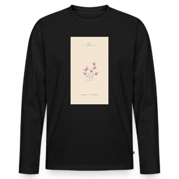 Pink Watercolor Blossom Bouquet - Männer Premium Bio Langarmshirt - Schwarz - Vorne - Nico (187cm)
