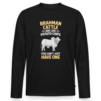 Brahman Cattle Cows Gift - Men's Premium Organic Long Sleeve Shirt - black - Front - Nico (187cm)