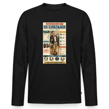 Der Schürzenjäger – jede Flirtchance zählt - Männer Premium Bio Langarmshirt - Schwarz - Vorne - Nico (187cm)