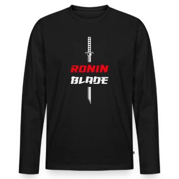 Ronin Klinge Samurai Katana - Männer Premium Bio Langarmshirt - Schwarz - Vorne - Nico (187cm)
