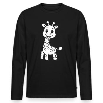 Giraffe Silhouette Kinder Safari Motiv - Männer Premium Bio Langarmshirt - Schwarz - Vorne - Nico (187cm)