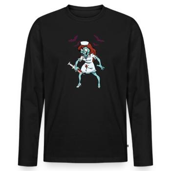 Zombie Krankenschwester Notfall Halloween - Männer Premium Bio Langarmshirt - Schwarz - Vorne - Nico (187cm)