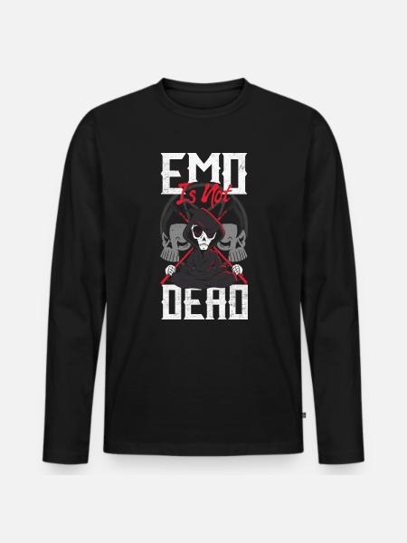 Emoticon Emo Is Not Dead Emocore Aesthetic - Männer Premium Bio Langarmshirt - Schwarz