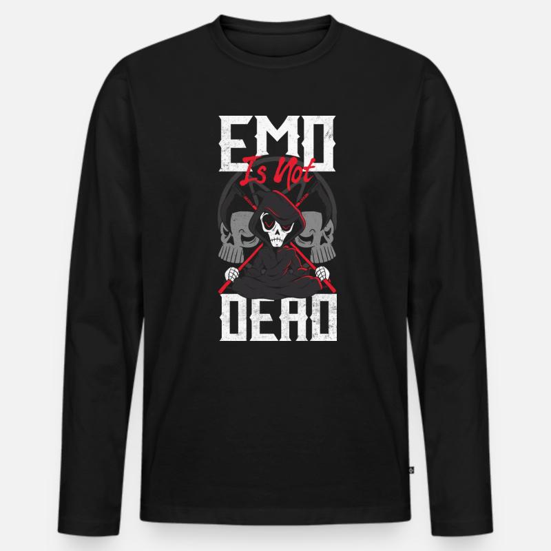 Emoticon Emo Is Not Dead Emocore Aesthetic - Männer Premium Bio Langarmshirt - Schwarz