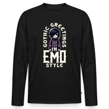 Salutations gothiques dans l’esthétique emocore de style emo - T-shirt manches longues Premium bio Homme - noir - Devant - Nico (187cm)