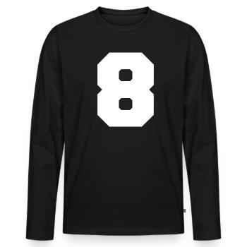 8 Acht Zahl Glückszahl Collegestyle Geschenkidee - Männer Premium Bio Langarmshirt - Schwarz - Vorne - Nico (187cm)