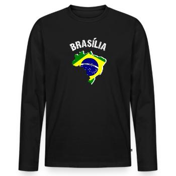 Brésil - T-shirt manches longues Premium bio Homme - noir - Devant - Nico (187cm)