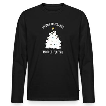 Meowy Arbre de Noël Mère Fluffer Cat Catmas - T-shirt manches longues Premium bio Homme - noir - Devant - Nico (187cm)