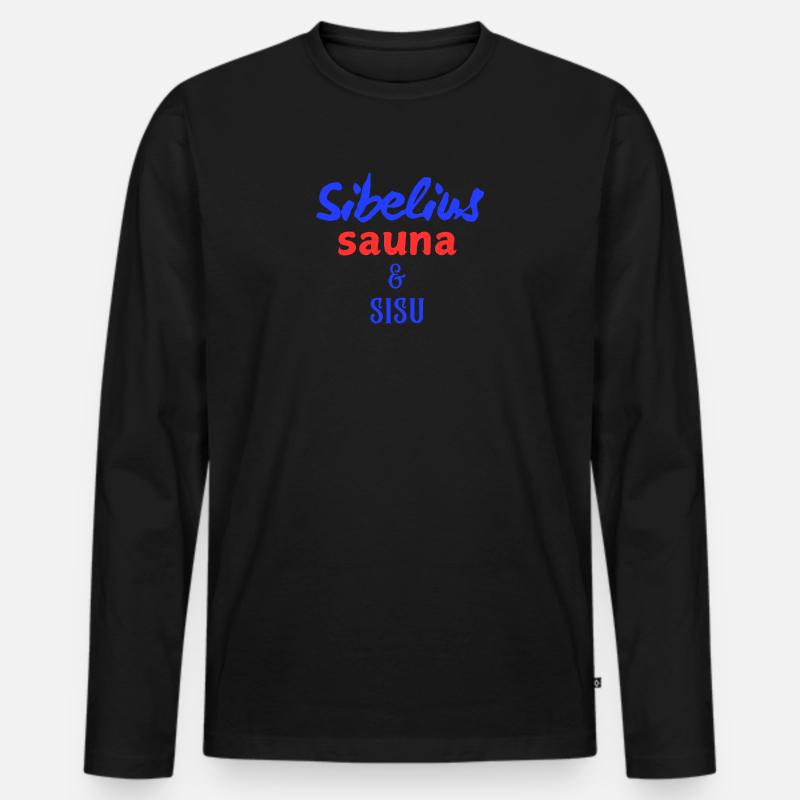 Sibelius, Sauna & Sisu - Männer Premium Bio Langarmshirt - Schwarz