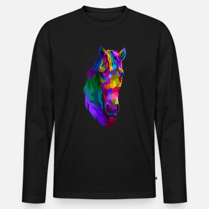 Pferd - Männer Premium Bio Langarmshirt - Schwarz