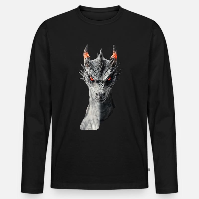 Drachen - Männer Premium Bio Langarmshirt - Schwarz