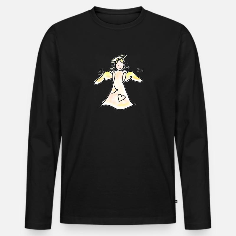 Schutzengel mit Heiligenschein - Männer Premium Bio Langarmshirt - Schwarz