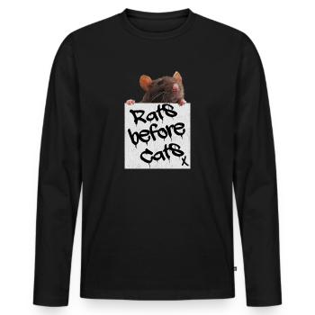 Rat - Rats avant les chats - T-shirt manches longues Premium bio Homme - noir - Devant - Nico (187cm)