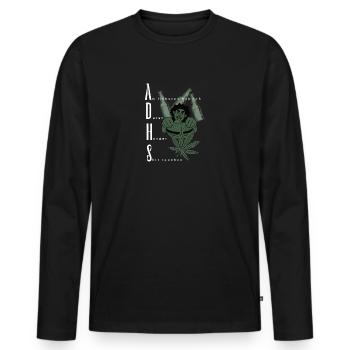 ADHS - Männer Premium Bio Langarmshirt - Schwarz - Vorne - Nico (187cm)