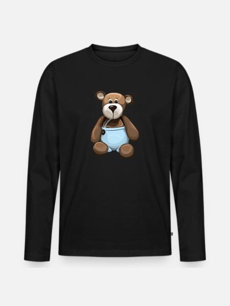 Teddybär Teddy Bär Bärchen Kindergarten - Männer Premium Bio Langarmshirt - Schwarz