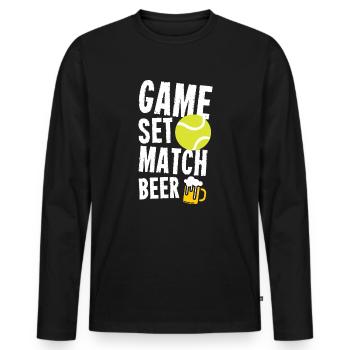 Tennis Sport Lover Game Set Match Bière Anniversaire - T-shirt manches longues Premium bio Homme - noir - Devant - Nico (187cm)