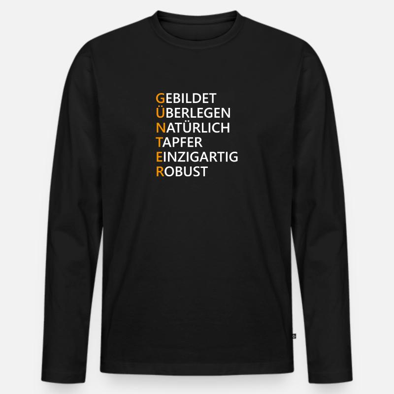 Günter Name Geschenk - Männer Premium Bio Langarmshirt - Schwarz