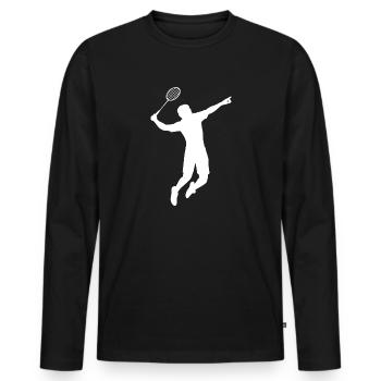 Badminton Silhouette Badminton Player Badminton - T-shirt manches longues Premium bio Homme - noir - Devant - Nico (187cm)