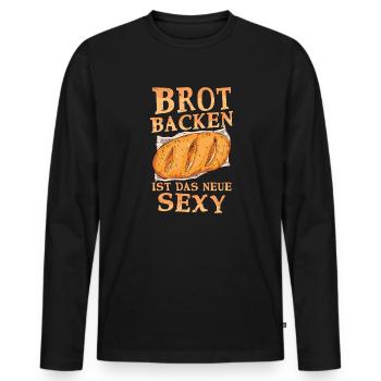 Brot backen ist das neue Sexy - Männer Premium Bio Langarmshirt - Schwarz - Vorne - Nico (187cm)