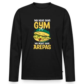Arepas Vénézuélienne Design de cuisine - T-shirt manches longues Premium bio Homme - noir - Devant - Nico (187cm)