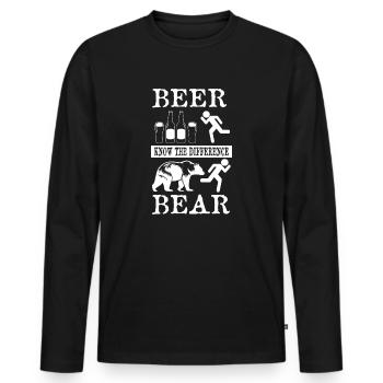 Know The Difference "Beer / Bear" - Männer Premium Bio Langarmshirt - Schwarz - Vorne - Nico (187cm)