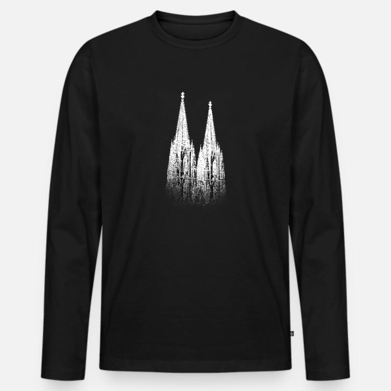 Kölner Dom Köln Skyline - Männer Premium Bio Langarmshirt - Schwarz